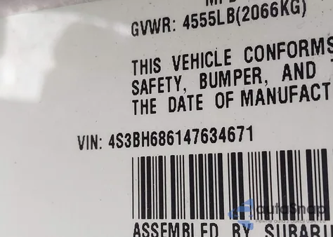 2004 Subaru Outback Limited z USA, uszkodzony, nr VIN 4S3BH686147634671